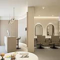 Modern Beauty Hair Salon Interior With Styling Chairs Mirrors Lighting And Reception Desk