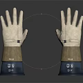 Light Colored Gloves With Brown Blue Wrist Cuffs And CE Mark 3d model