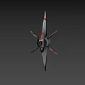 Sleek Modern Aircraft With Red And White Striped Wings And Orange Cockpit Design