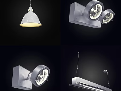 Modern Lighting Fixture Combinations Including Pendant Wall Sconce Spot And Linear Lights 3d model