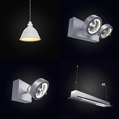 Modern Lighting Fixture Combinations Including Pendant Wall Sconce Spot And Linear Lights 3d model