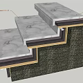 Modern node stair stone with lamp with step decoration process node 3d model