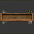 Wooden Long Rectangular Trough Supported By Stone Blocks On Dark Background 3d model