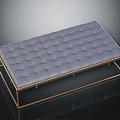 Luxurious Modern Upholstered Bench With Tufted Surface And Gold Metal Frame Design