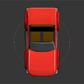 Red Convertible Car With Brown Soft Top And Black Wheels In Cartoon Style