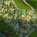 Beautiful Aerial Scenery Of Patchwork Rural Farmland With Winding Country Roads And Lush Green Forests