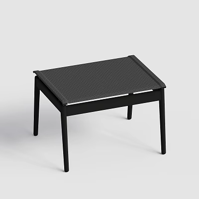 Modern Black Sofa Bench With Mesh Surface And Sturdy Metal Legs For Living Room 3d model