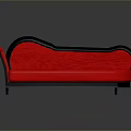 Stylish Red Chaise Lounge With Black Curved Frame And Modern Design