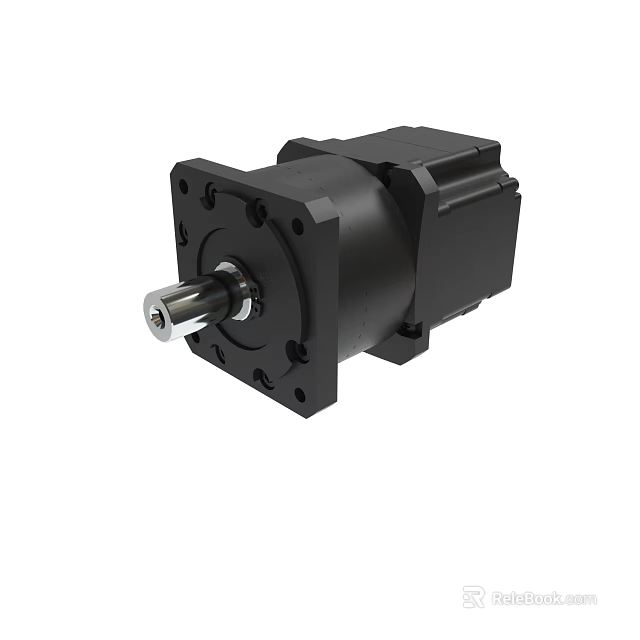 Other Black Industrial Gear Reducer With Metal Shaft And Square Housing 3d model 