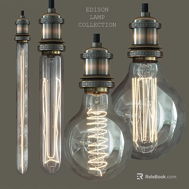Vintage Light Bulbs Featuring Spiral Filaments Clear Glass And Metal Bases 3d model 