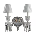 Luxury Crystal Wall Sconces With Pleated Lampshades And Dangling Crystal Elements 3d model