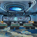 Modern Luxurious KTV Lounge Interior With Sofas Coffee Tables Lighting And Decorative Carpet 3d model