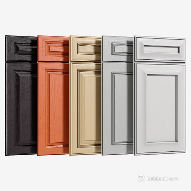 Various Colored Kitchen Cabinet Doors With Different Panel Designs And Styles 3d model 