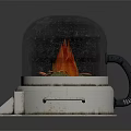 Modern Simulated Flame Device With Transparent Dome Burning Element Control Panel And Metal Base