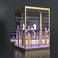 Chanel Jewelry Window Display With Gold Frame Purple Lighting Necklaces And Rings