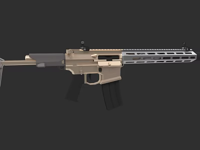 Modern Tactical Rifle With Gold And Black Metal Frame Black Grip And Magazine 3d model