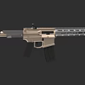 Modern Tactical Rifle With Gold And Black Metal Frame Black Grip And Magazine