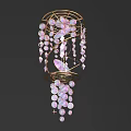 Decorative Hanging Lamp With Golden Frame And Pink White Beads Design