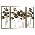 Three Panel Metallic Flower Wall Decor With Beige Frames And Elegant Design 3d model