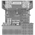Contemporary Coffee Shop Bar With Hanging Green Plants Menu Board And Espresso Machine