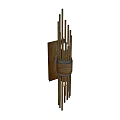 Modern Stylish Wooden Wall Lamp With Vertical Metal Sticks For Home Interior Decor