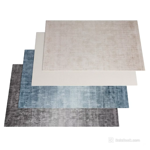 Multiple Colored Square Rugs With Textured Design In Neutral Blue And Gray Tones 3d model 