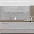 Modern Health Beauty Reception Desk with Marble Wall Backdrop and Potted Plant Decoration
