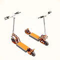Two Orange Electric Scooters With Modern Design And Wheels On White Background