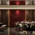 Elegant Chinese Private Dining Room Interior With Round Table Seating And Traditional Decor