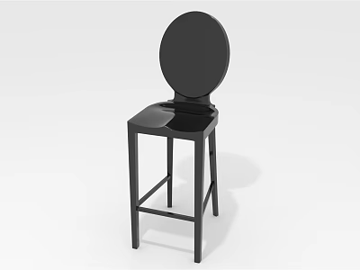 Modern Black Bar Stool With Round Backrest And Square Seat Design 3d model