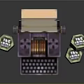 Pixel Style Vintage Typewriter For Home Office Daily Use Supplies With Decorative Stamp Blocks