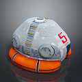 White Dome Rescue Device With Orange Lifebuoy Number 5 And Circular Components