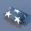 Blue Decorative Pillow With White Stars On Textured Fabric Surface