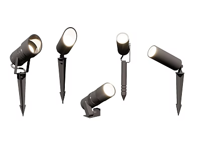 Modern Outdoor Garden Spotlights With Adjustable Angles And Ground Stake Bases 3d model