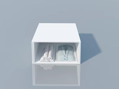 White Wardrobe with Swing Door and Neatly Folded Clothes Inside 3d model