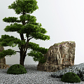 Modern landscape sketch courtyard withered landscape stone 3d model