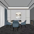Interior of Hotel Mahjong Room With Decorative Painting Chairs Cabinet And Marble Floor