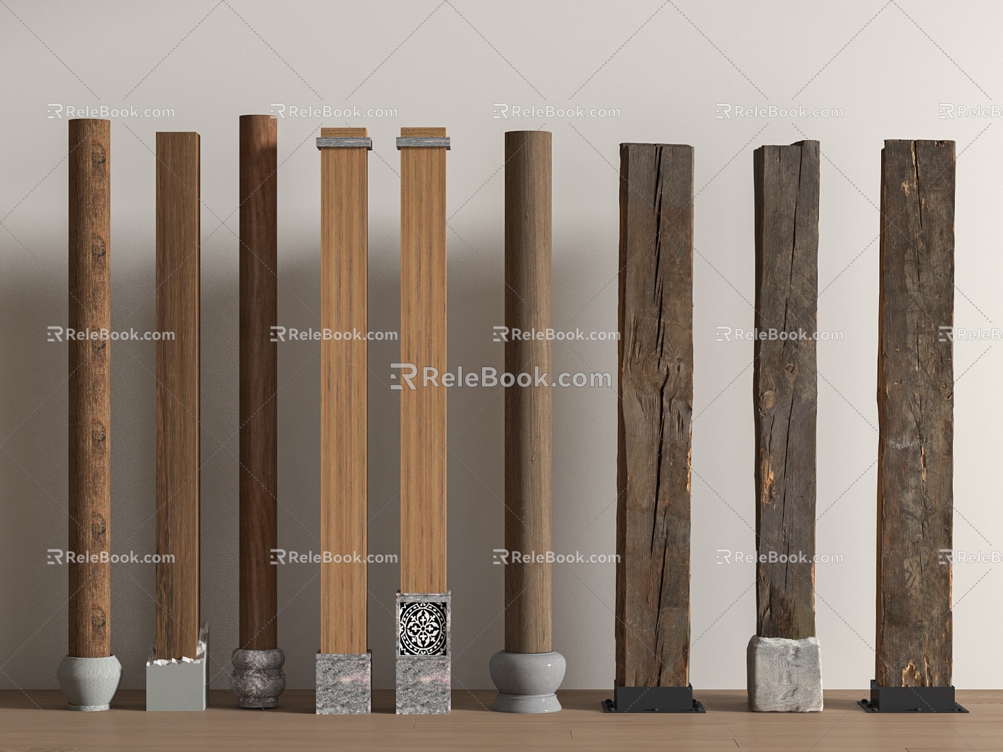 Quiet Pillar Old Wooden Pillar Old Board Wooden Beam Outdoor Sleeper Stigma 3d model