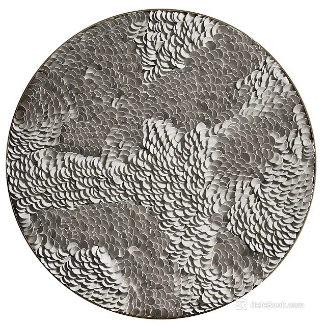 Elegant Round Silver Gray Textured Wall Decor For Modern Home Interior Design 3d model 