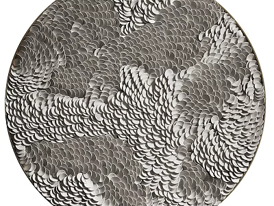 Elegant Round Silver Gray Textured Wall Decor For Modern Home Interior Design 3d model