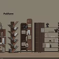 Poliform Modern Wooden Bookcases With Various Styles Decorative Items And Books