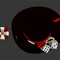 Game and Movie Character With Top Hat Dice Decoration White Hair Red Eyes Black Coat