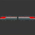 Electric Train With Red Front Two Carriages Blue White Body And Pantograph On Shiny Surface 3d model