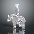 Elegant Silver Elephant Shaped Pendant With Intricate Patterns And Sparkling Diamond