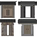 Chinese-style courtyard gate 3d model