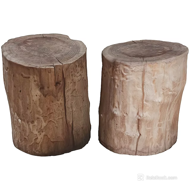 Natural Stone Wood Stumps With Rustic Texture For Home Decor Pieces 3d model 