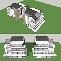 Modern Detached Villa Design With Balconies Green Lawn And Blue Sky