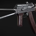 Classic AK Assault Rifle With Wooden Stock Metal Barrel And Grip Design