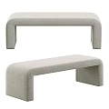 Light Gray Modern Fabric Sofa Benches with Curved Seat and Simple Structure