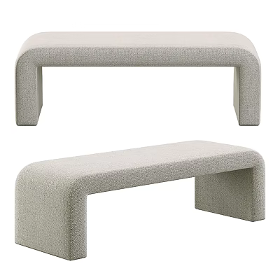 Light Gray Modern Fabric Sofa Benches with Curved Seat and Simple Structure 3d model